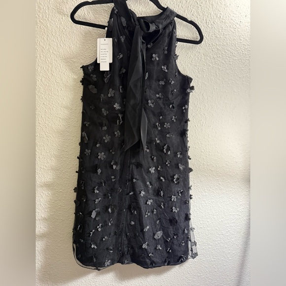 Mini Dress Chic color Black Floral Halter VIMPUNEC Size S - Picture 10 of 14
